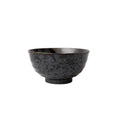 Premium Ceramic Fluted Udon Bowl – Gloss Black Stripes on Gunmetal Glaze 17cm