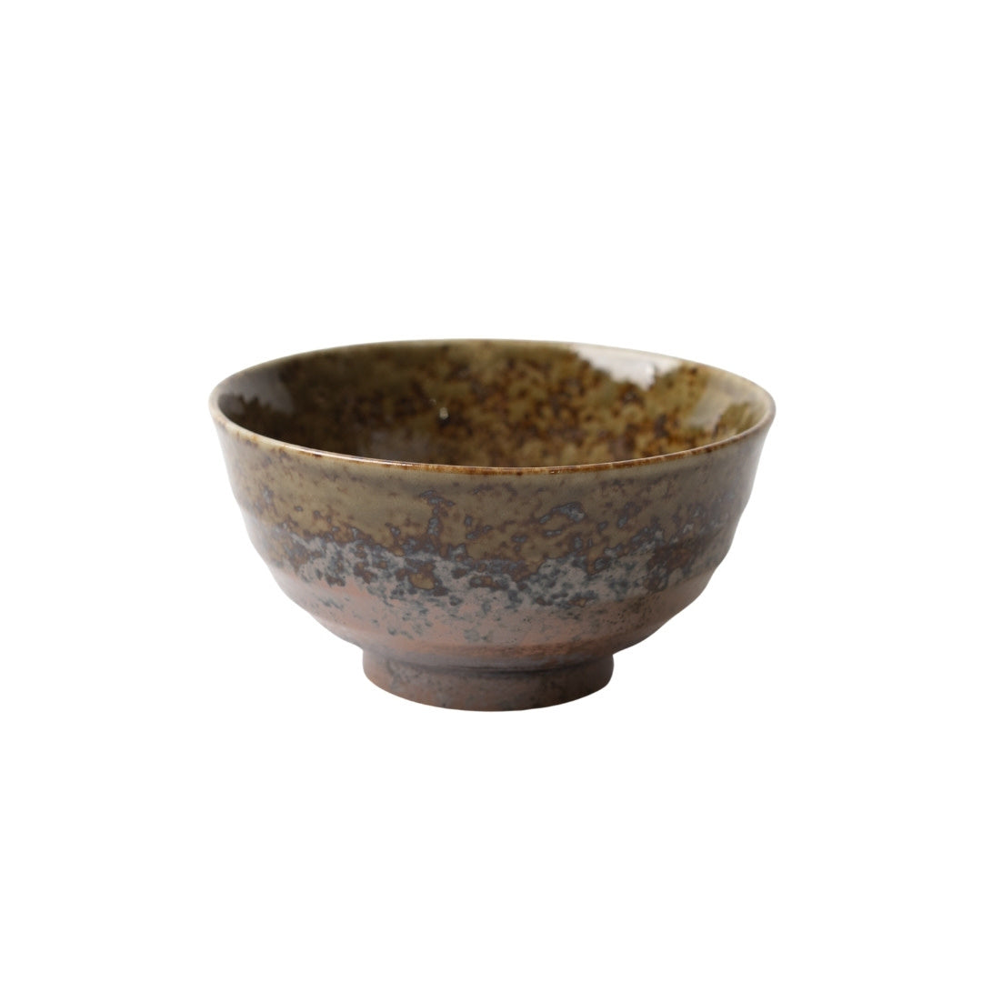 Premium Ceramic Fluted Udon Bowl – Brown Chestnut Glaze 17cm
