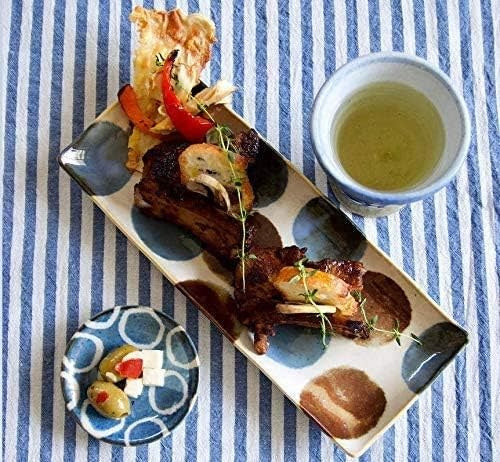 Premium 27cm Brush Blue Spot Glaze Ceramic Sashimi Plate Dishwasher Microwave Safe