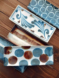 Premium 27cm Brush Blue Spot Glaze Ceramic Sashimi Plate Dishwasher Microwave Safe