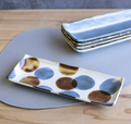 Premium 27cm Brush Blue Spot Glaze Ceramic Sashimi Plate Dishwasher Microwave Safe