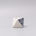 Premium Triangular Chrysanthemum Vase – White 130ml, Matte Black Glaze Detail