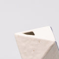 Premium Triangular Chrysanthemum Vase – White 130ml, Matte Black Glaze Detail