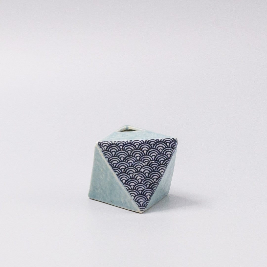 Triangular Turquoise Wave Vase 4.5cm Decorative Mini Vase