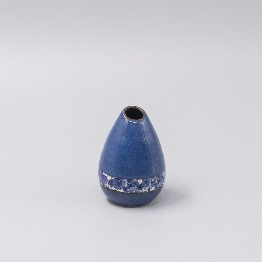 Indigo Yuzen Pinecone Vase 10cm Sapphire Blue Decorative Floral Display