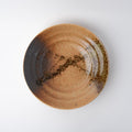 Premium Flat Base Serving Bowl – Brown Wabi Sabi Glaze 29cm