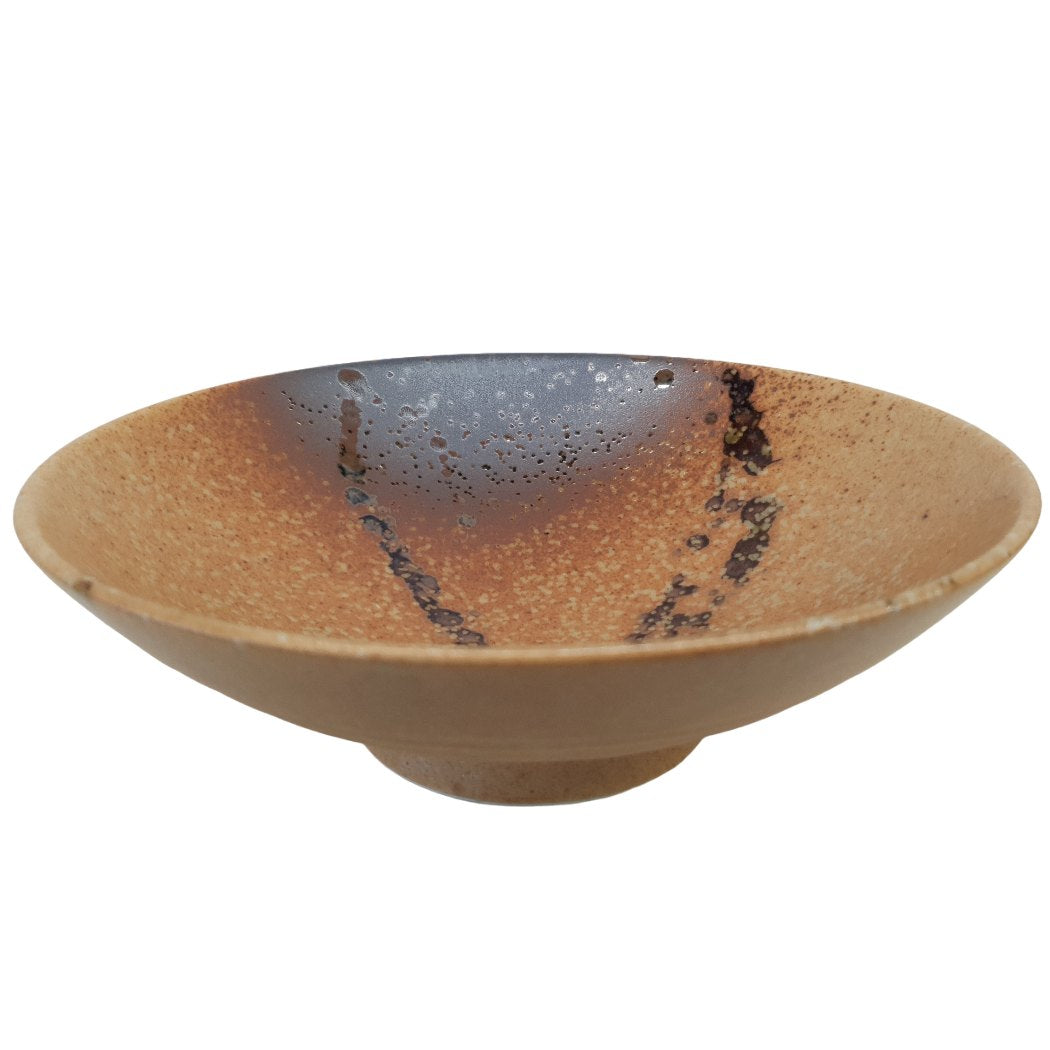 Premium Ceramic Ramen Bowl – Brown Wabi Sabi Glaze 24.5cm