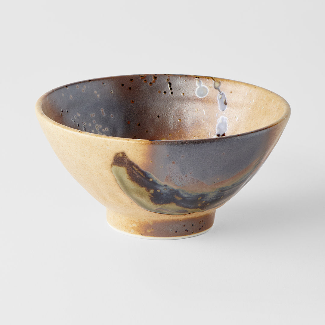 Premium Ceramic Bowl – Brown Wabi Sabi Glaze 15cm