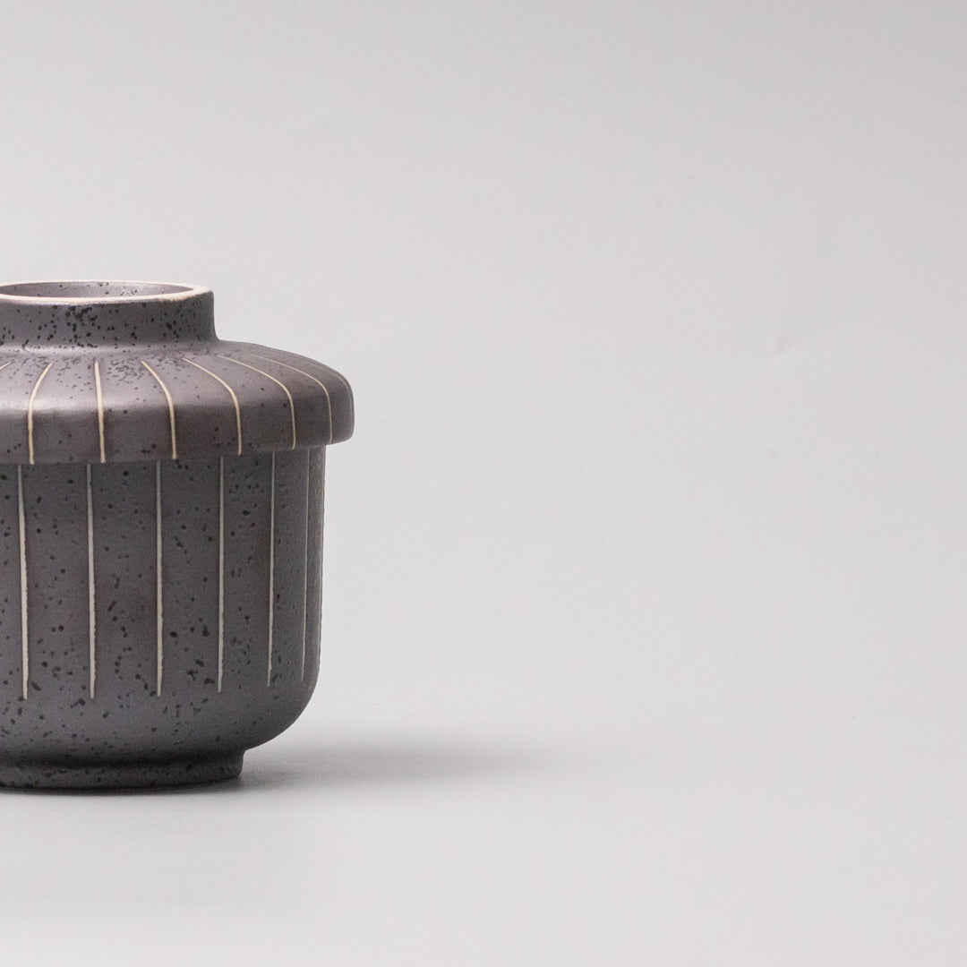 170ml Matt Black Stripe Glaze Chawanmushi Cup Japanese Steamed Egg Bowl