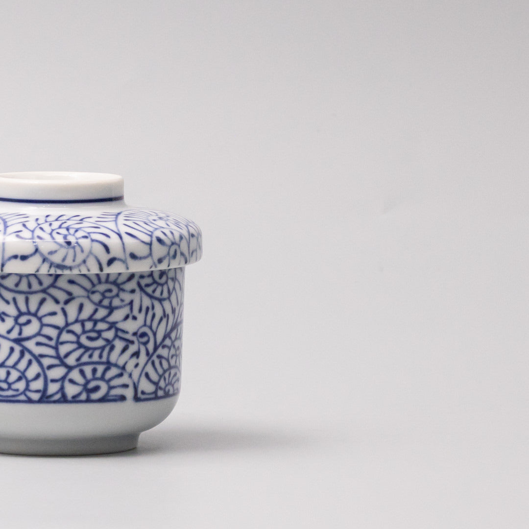 Premium 170ml Blue Paisley Glaze Chawanmushi Cup Japanese Ceramic Bowl