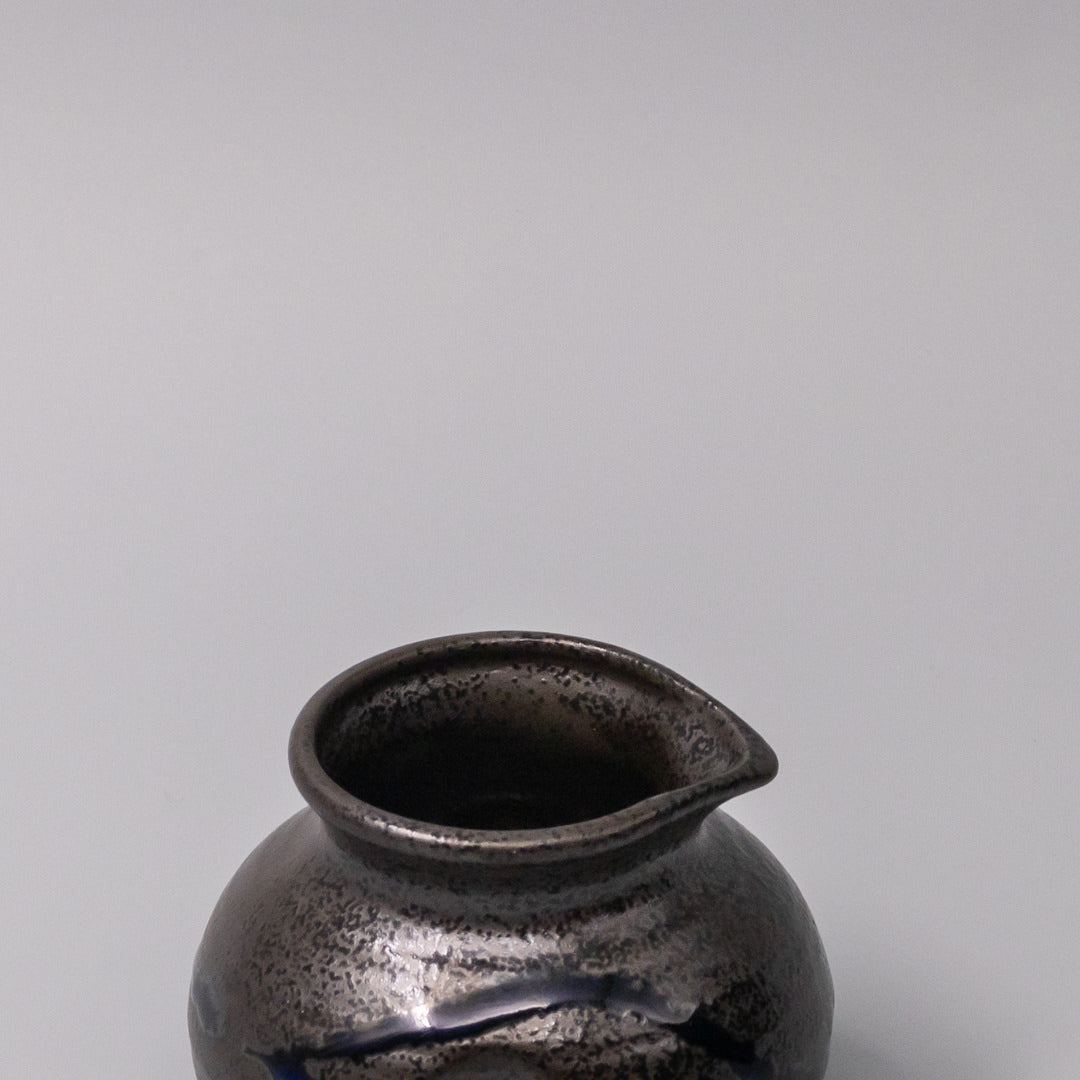 Premium 120ml Metallic Black Blue Drip Glaze Ceramic Pourer Dishwasher Microwave Safe