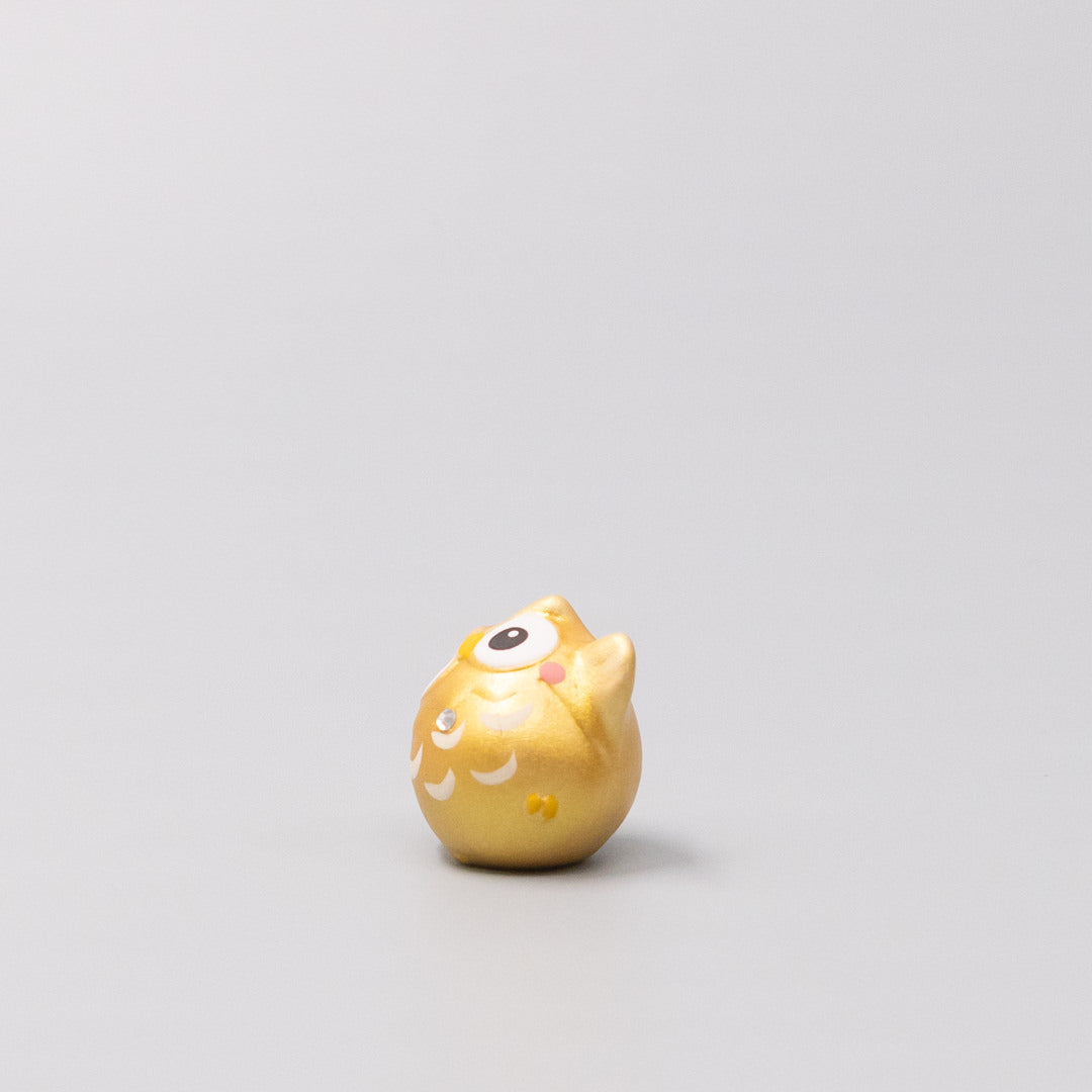 Lucky Gold Owl Okimono Ornament Set of 15 Mini 4cm Decorations