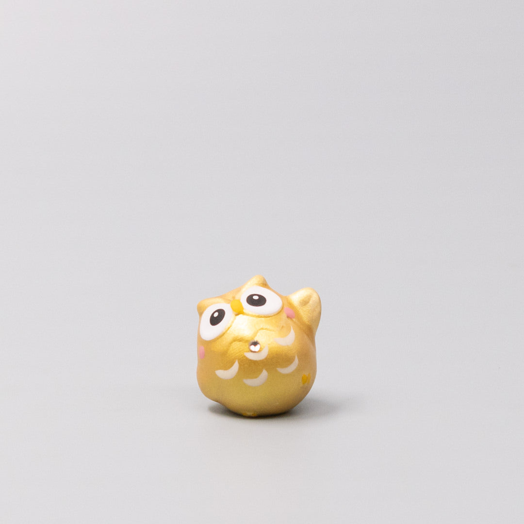 Lucky Gold Owl Okimono Ornament Set of 15 Mini 4cm Decorations