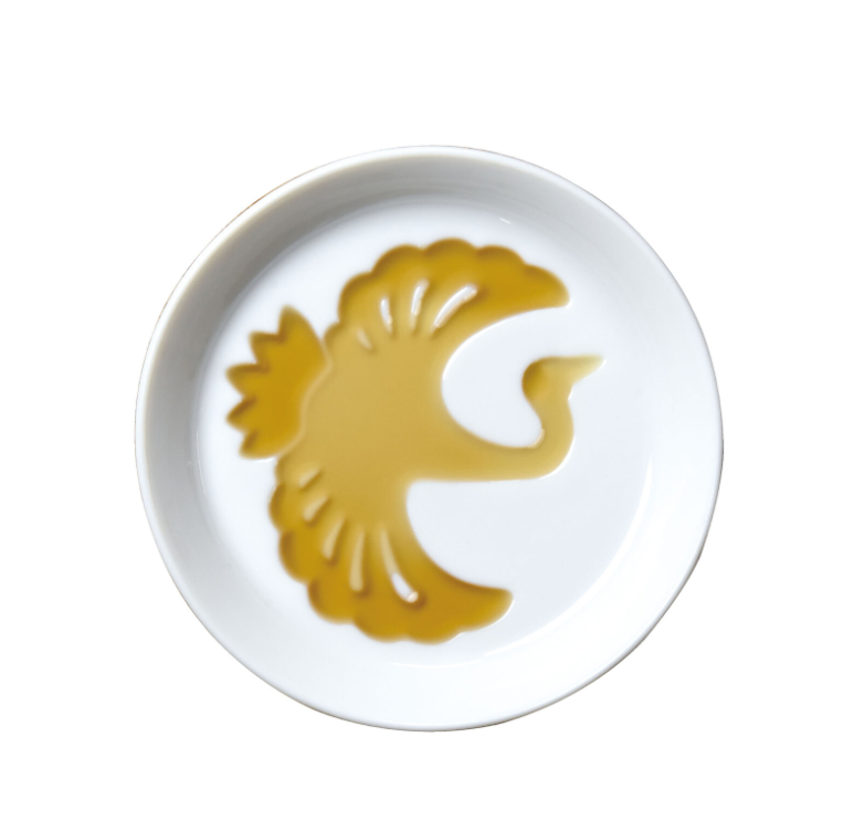 Premium 8.2cm Silhouette Crane Ceramic Sauce Dish Japanese Tableware