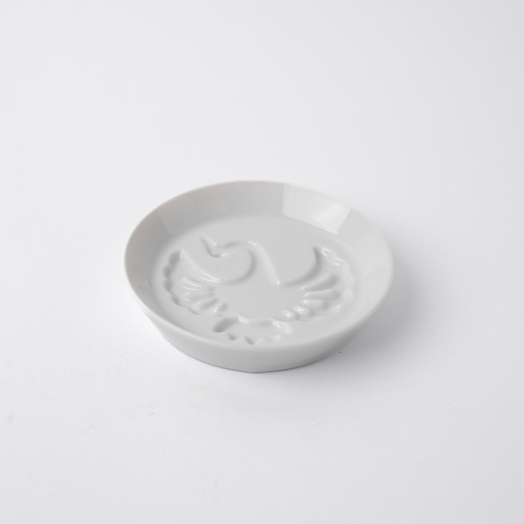 Premium 8.2cm Silhouette Crane Ceramic Sauce Dish Japanese Tableware
