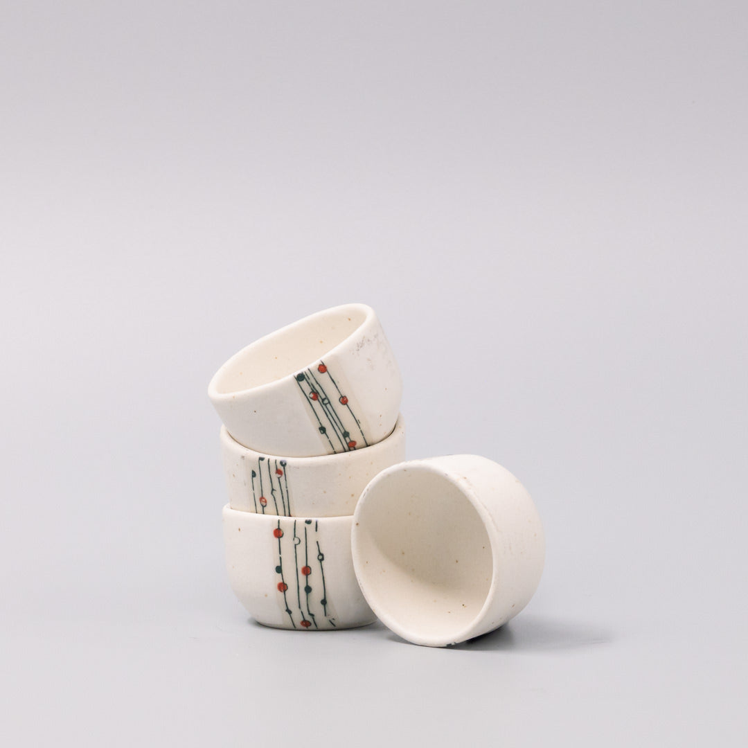 Premium Sake Set for Four – White Abacus Glaze 330ml, 4 Piece