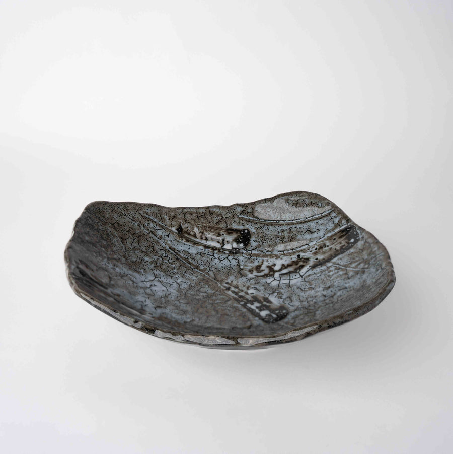 Premium Sushi Plate with Shiranami Glaze - 22cm