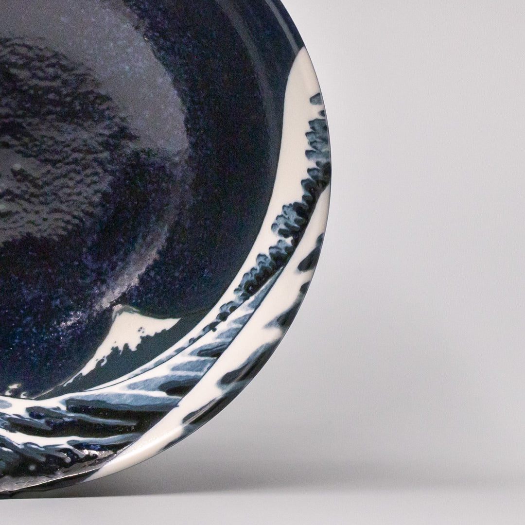 Premium Hokusai Great Wave Rice Bowl - Dark Blue, 15cm