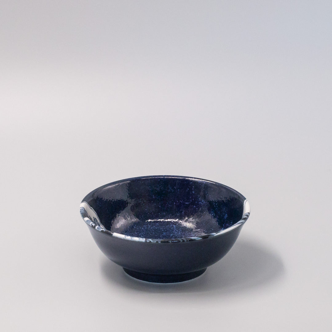 Premium Hokusai Great Wave Udon Bowl - Dark Blue, 19.5cm