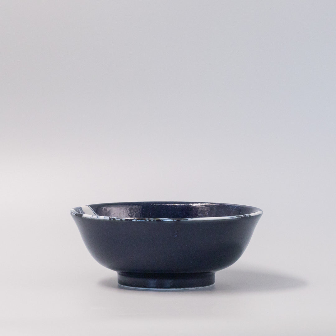 Premium Hokusai Great Wave Udon Bowl - Dark Blue, 19.5cm