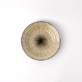 Premium Shallow Flat-Based Bowl – Light Brown Green Converging Line Glaze 20cm