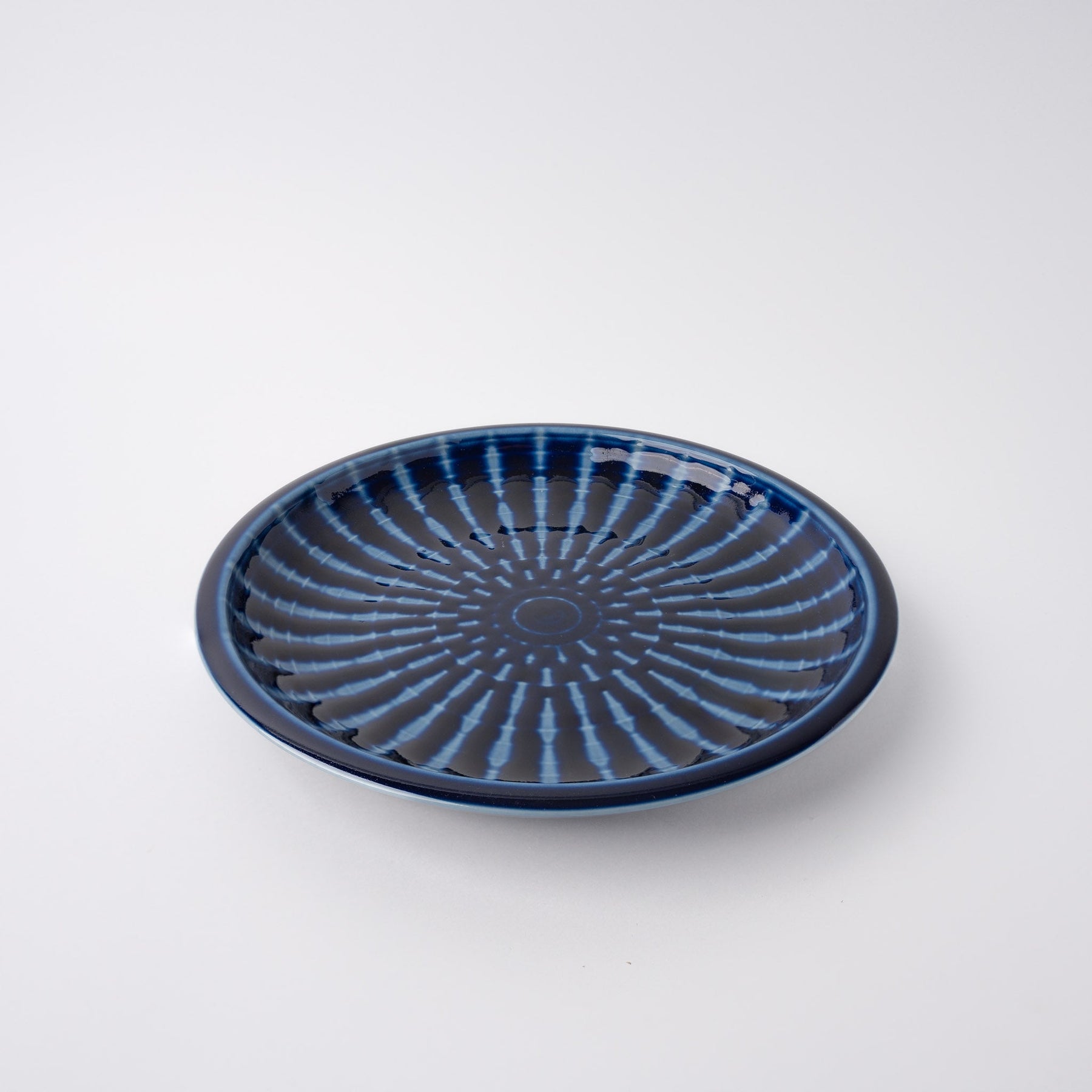 Premium 26cm Cobalt Rays Glaze Thick Edge Ceramic Plate Dishwasher Microwave Safe