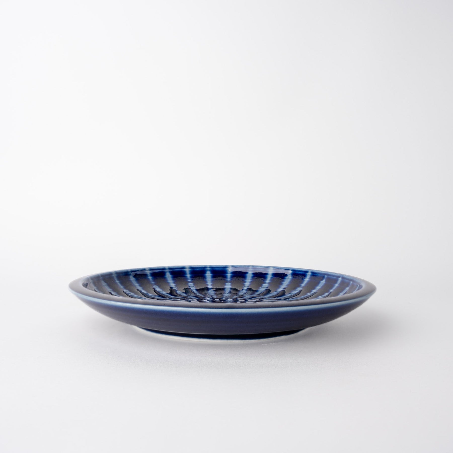 Premium 26cm Cobalt Rays Glaze Thick Edge Ceramic Plate Dishwasher Microwave Safe