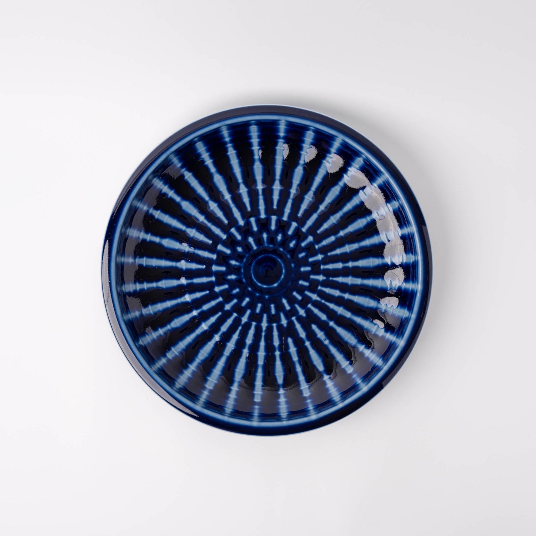 Premium 26cm Cobalt Rays Glaze Thick Edge Ceramic Plate Dishwasher Microwave Safe