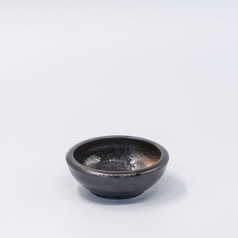 Premium Ceramic Gold Brush Bowl – Black Wabi Sabi Glaze 12cm