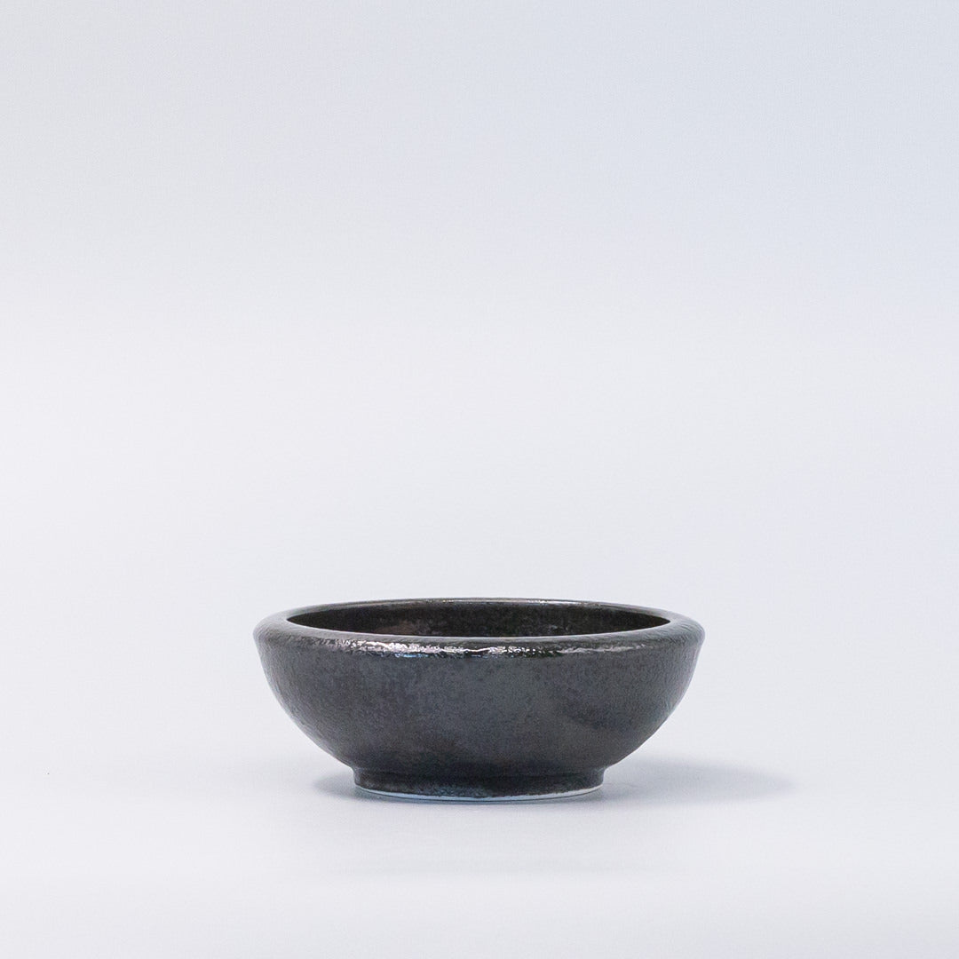 Premium Ceramic Gold Brush Bowl – Black Wabi Sabi Glaze 12cm