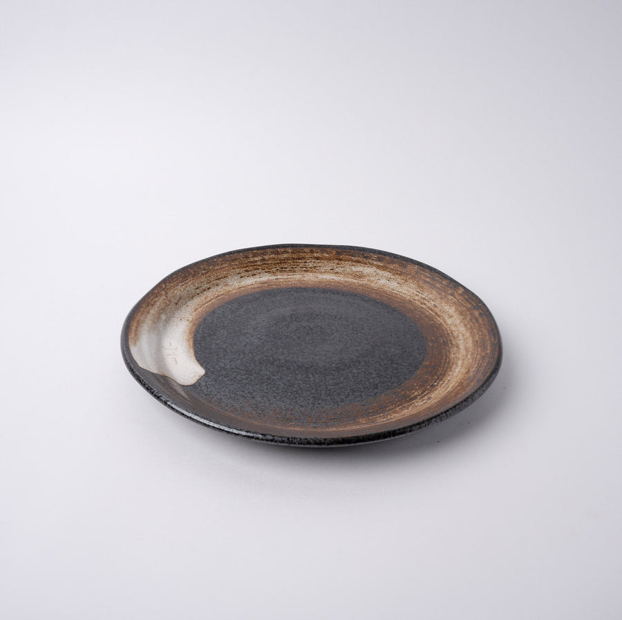 Premium Ceramic Plate – Black Brushstroke Finish 24cm
