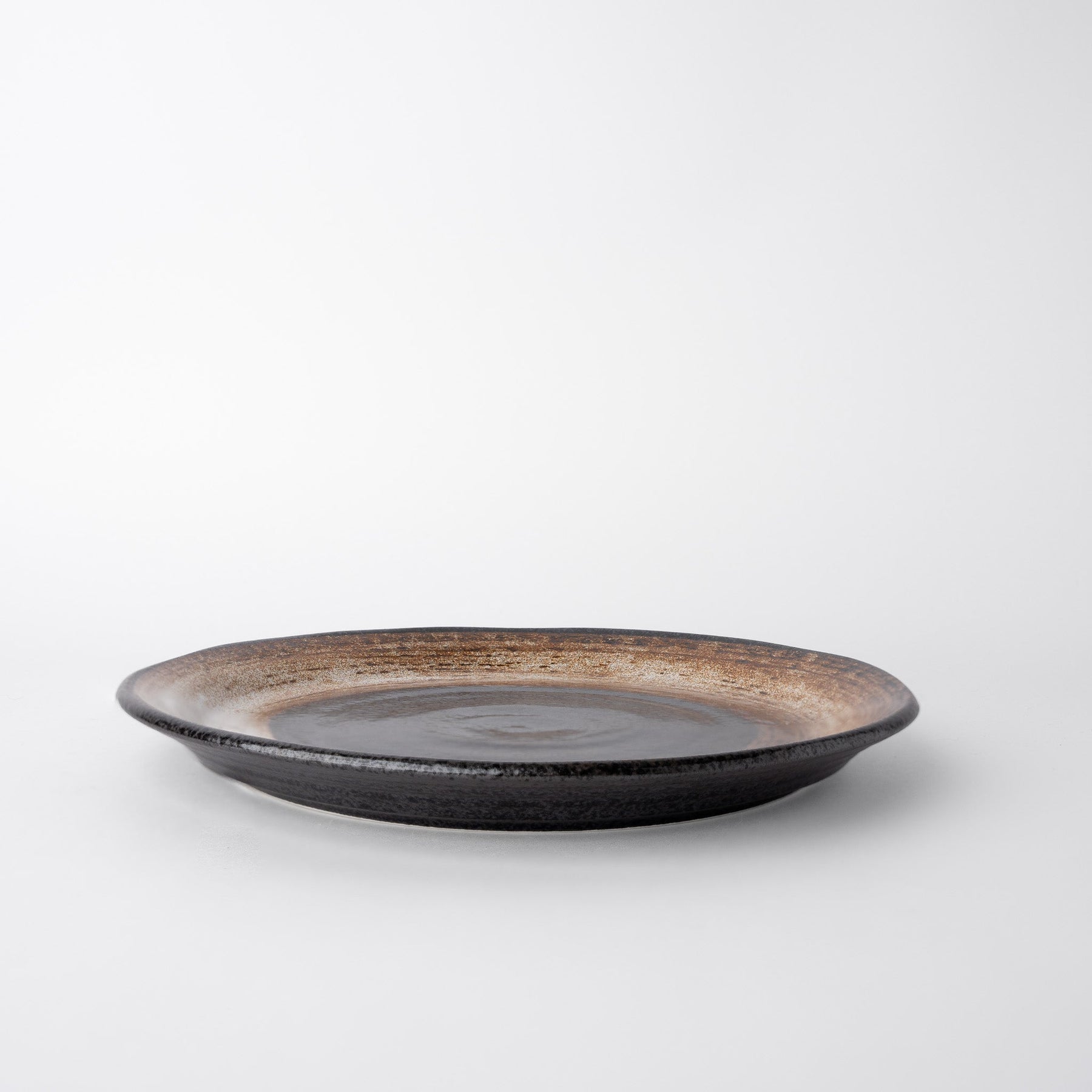 Premium Ceramic Plate – Black Brushstroke Finish 24cm