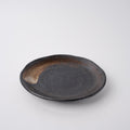 Premium Ceramic Flat Plate – Black Brushstroke Glaze 18cm, 700ml