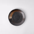 Premium Ceramic Flat Plate – Black Brushstroke Glaze 18cm, 700ml