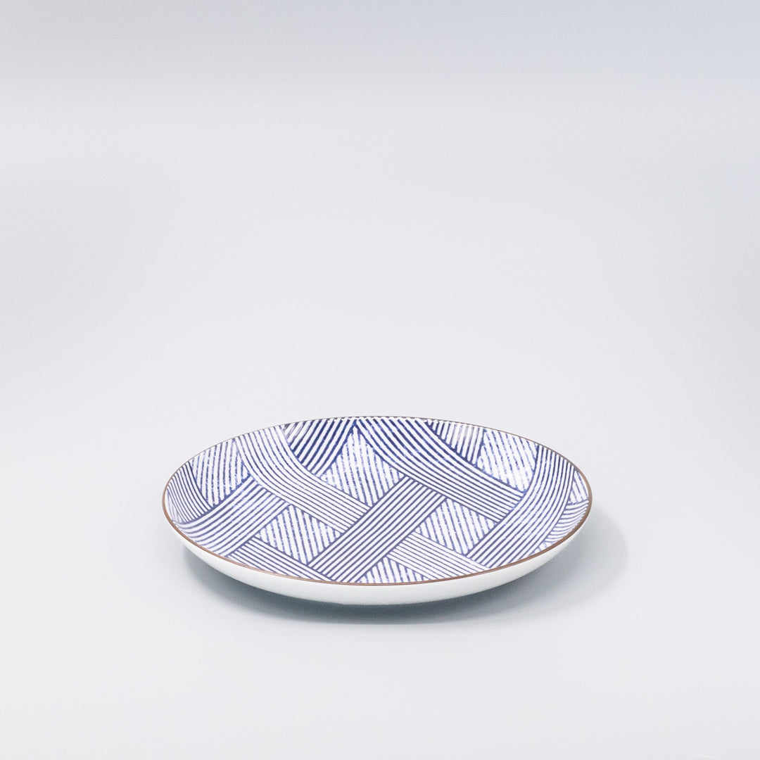 Premium Plate with Thatched Navy Design - 18cm