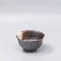 Premium Deep Bowl – Light Brown Black Ridged Glaze 18cm