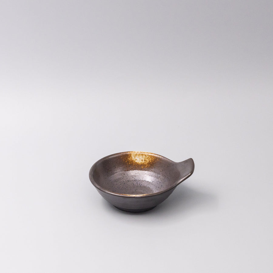 Premium 12cm Bronze Glaze Ceramic Bowl with Handle 160ml Dishwasher Microwave Safe