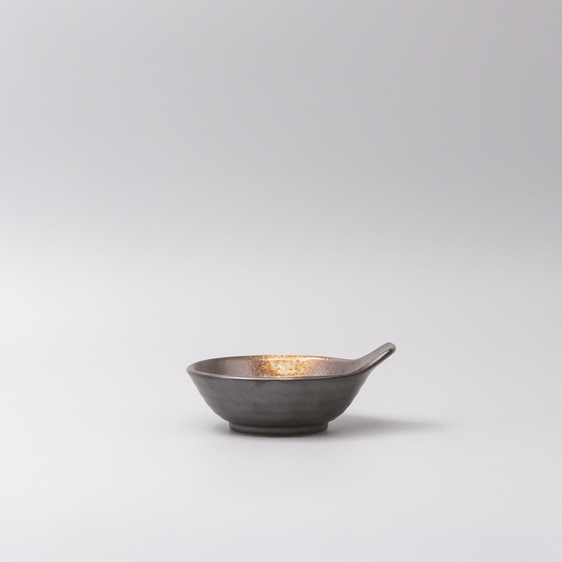 Premium 12cm Bronze Glaze Ceramic Bowl with Handle 160ml Dishwasher Microwave Safe