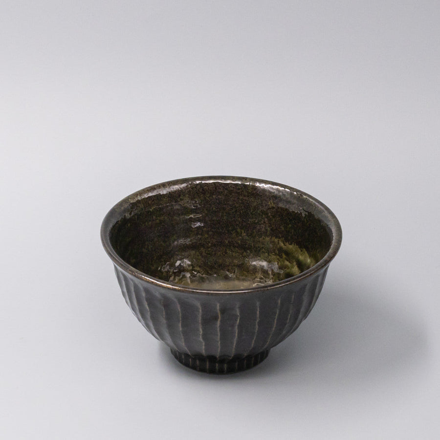 Shinogi Moss Black Glaze 15.5cm Bowl Dishwasher Microwave Safe