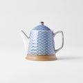 Premium Ceramic Teapot – Blue Wave Design 400ml