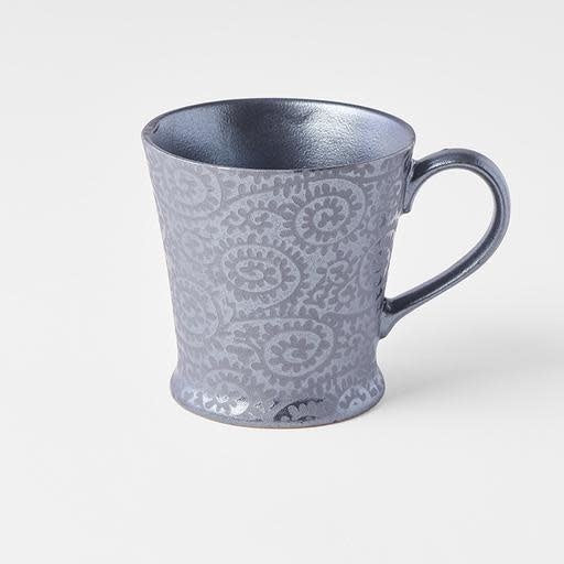 Premium Ceramic Mug – Silver Black Scroll Design 200ml