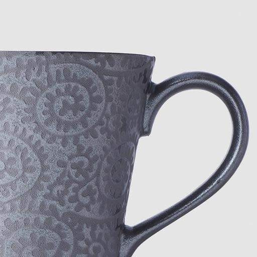 Premium Ceramic Mug – Silver Black Scroll Design 200ml
