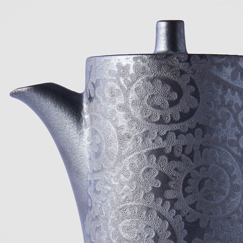 Premium 125ml Black Scroll Glaze Ceramic Soy Pot Dishwasher Microwave Safe