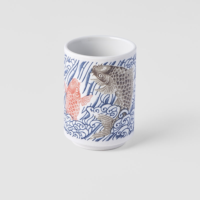 Premium Carp Design Sushi Mug - White, 250ml