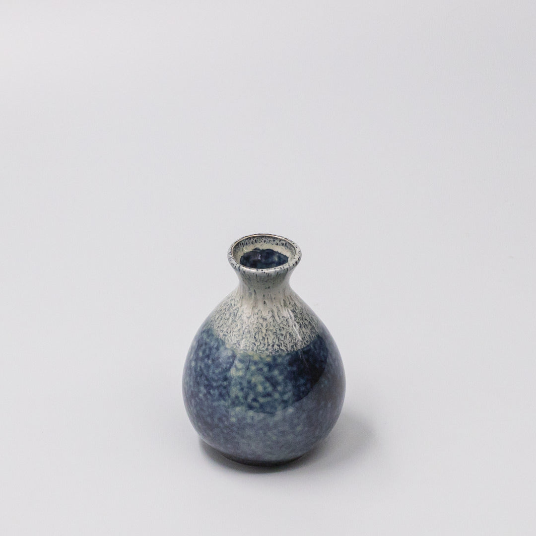 Premium Sake Jug – Dark Blue Denim Drip Glaze 180ml