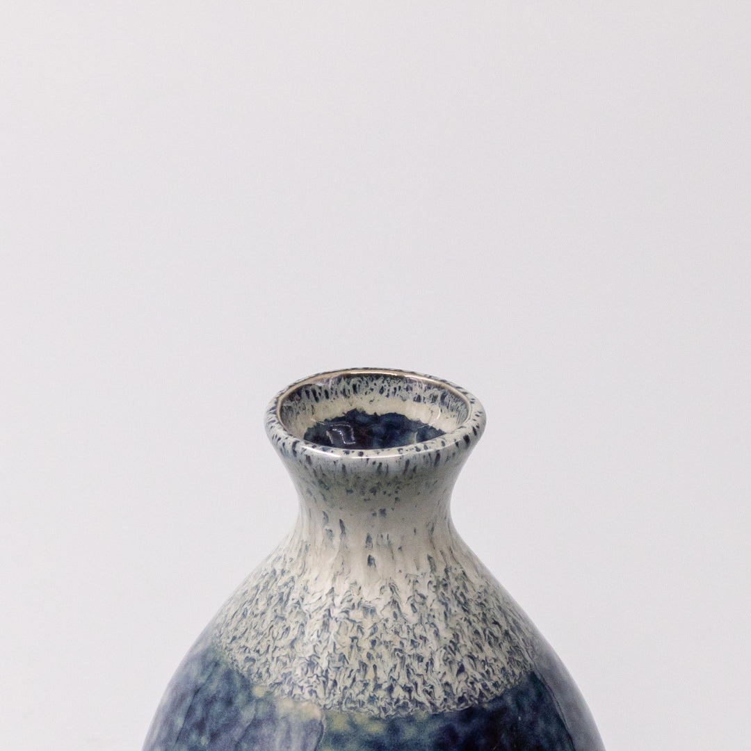 Premium Sake Jug – Dark Blue Denim Drip Glaze 180ml
