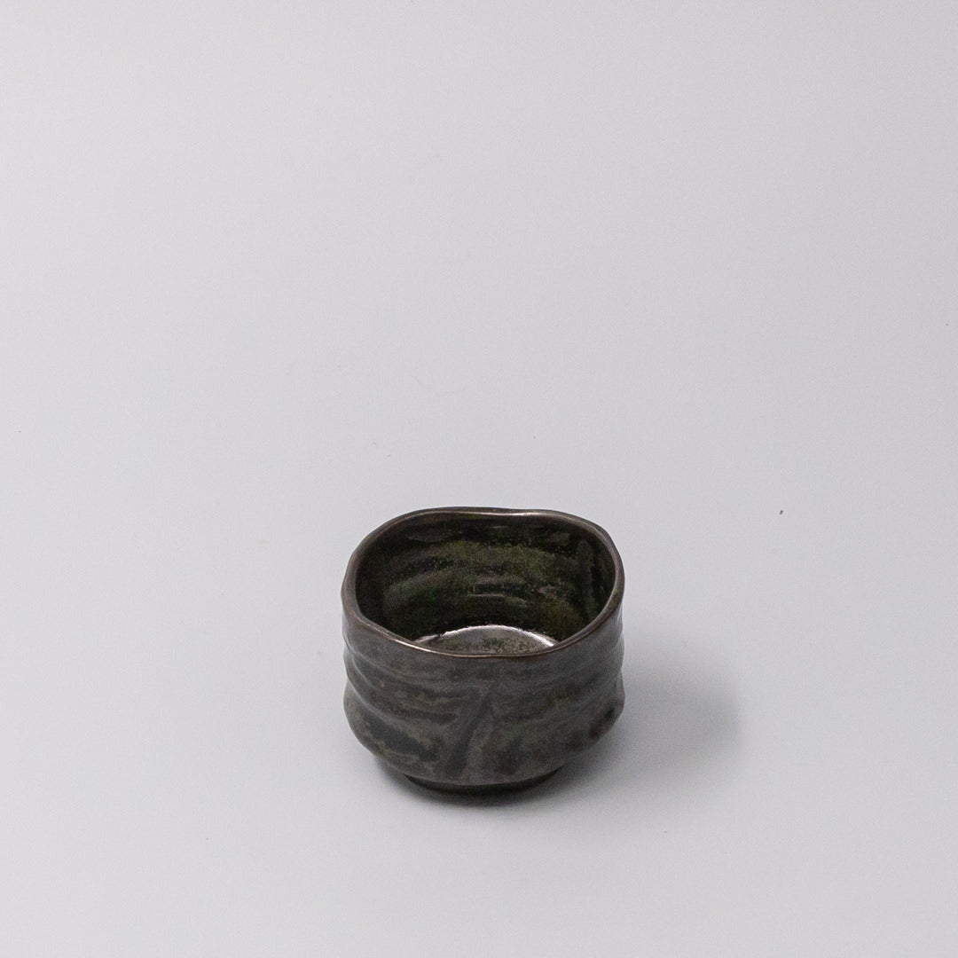 Moss Black Glaze Ceramic Sake Cup Dark Green Japanese Tableware Dishwasher Safe