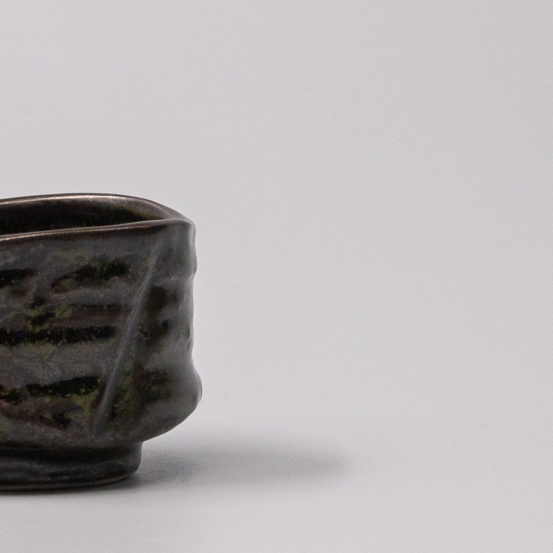 Moss Black Glaze Ceramic Sake Cup Dark Green Japanese Tableware Dishwasher Safe
