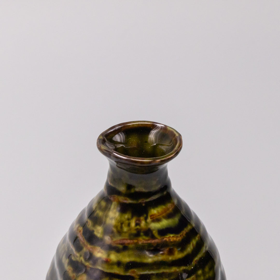 Sage Brown Glaze 350ml Ceramic Sake Jug Green Japanese Pourer Dishwasher Microwave Safe
