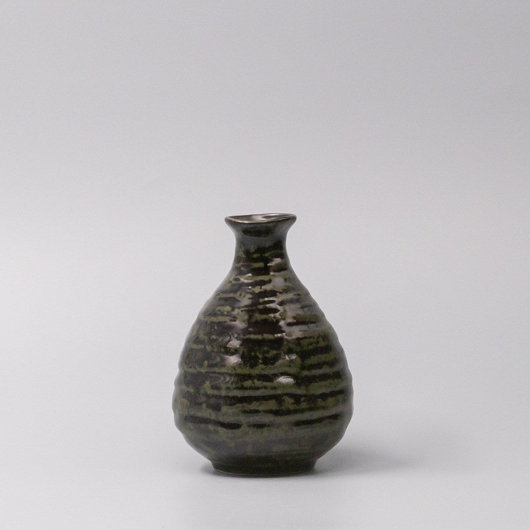 Premium 350ml Moss Black Glaze Ceramic Sake Jug Japanese Serving Pourer